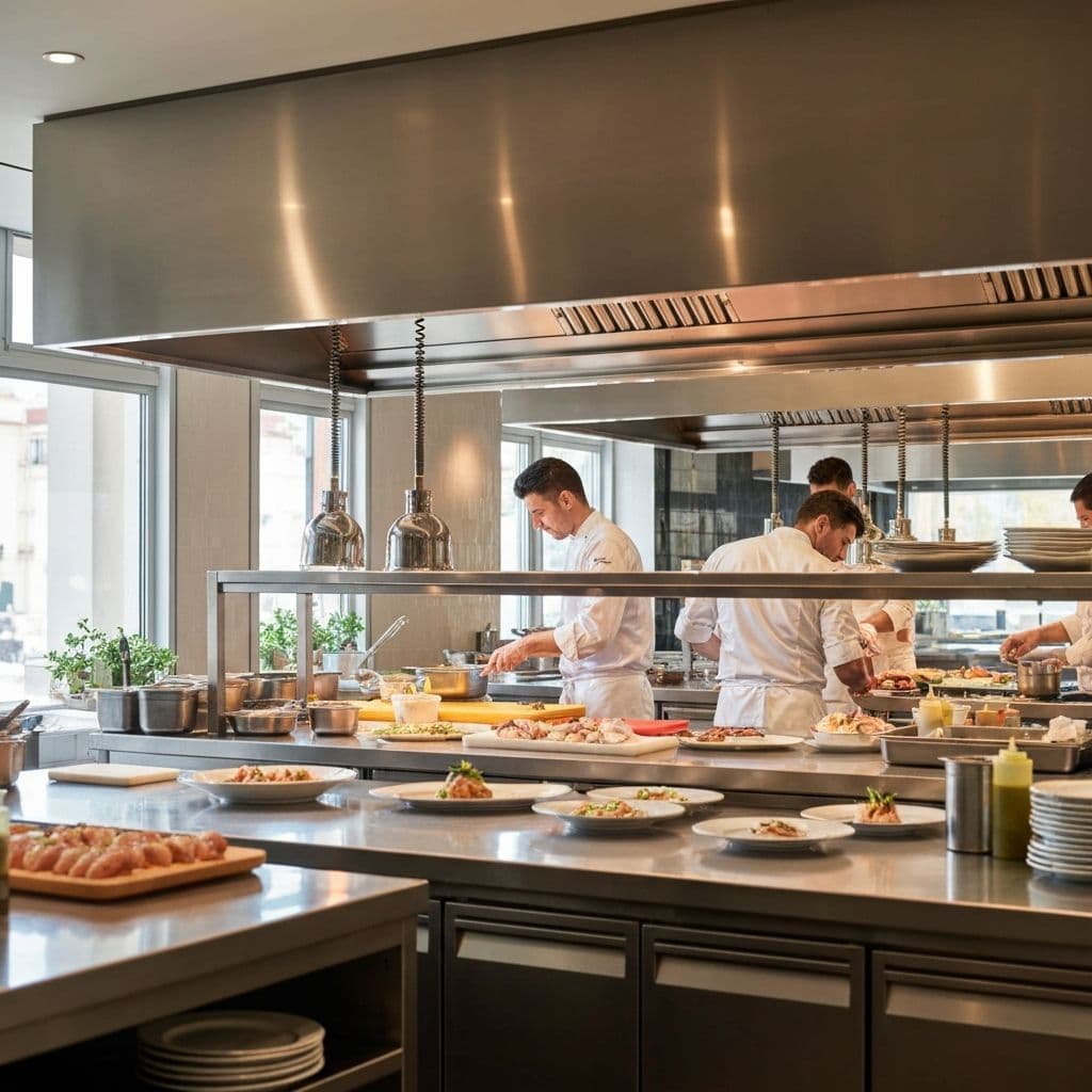 Cozinha aberta do restaurante