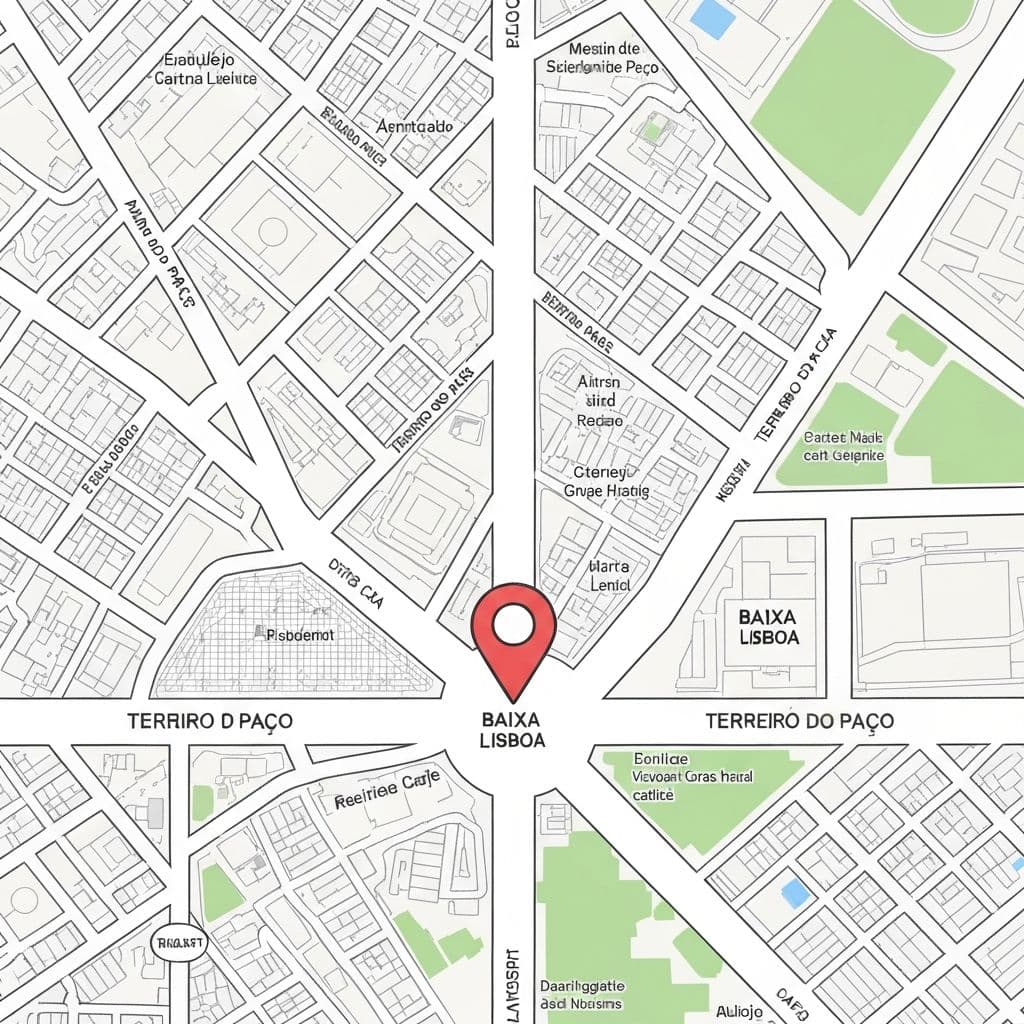 Mapa da localização do Sabores Atlântico na Baixa de Lisboa